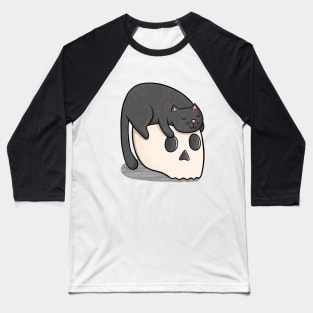 Skull Cat Baseball T-Shirt